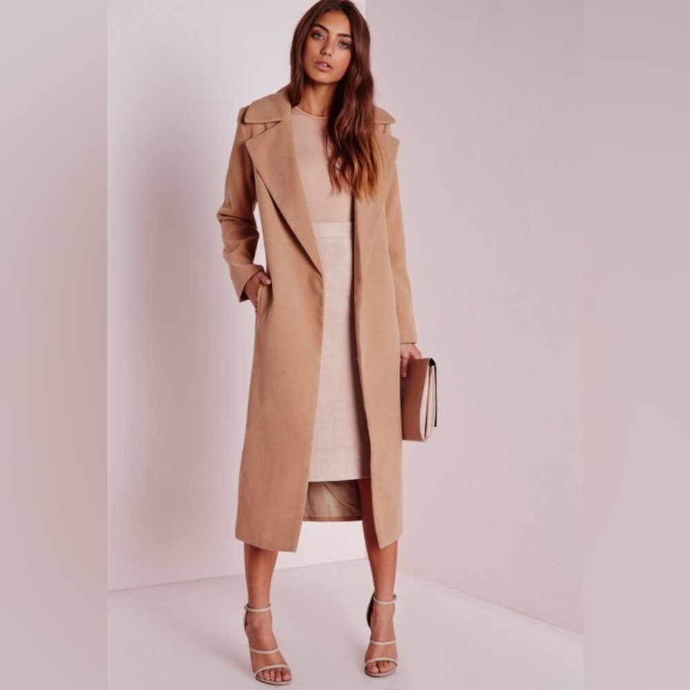 Missguided Camel Long Trench Coat